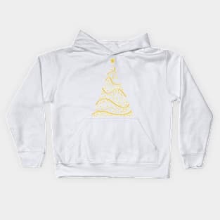 Merry Christmas - Modern Golden  Christmas Tree Kids Hoodie